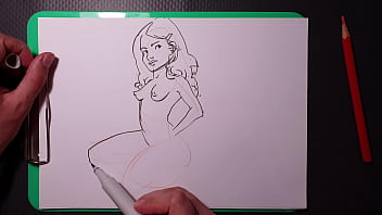 Preview 2 of Mature Salinas - quick marker sketch of a naked sexy girl,  blonde