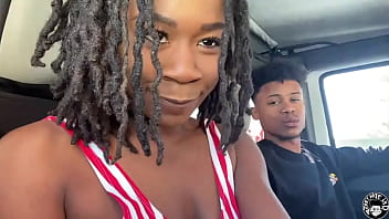 Preview 1 of Mon Sleep Fack Son - lil d picks up dreadhead ebony drives her around for sex pt 1