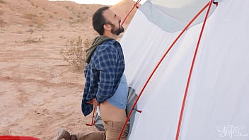 Preview 2 of Gai Jeune Arabe Xxxx - (Mason) Slips His Big Cock In The Tent So That Kinky (Jade Venus) Can Suck It - Trans Angels