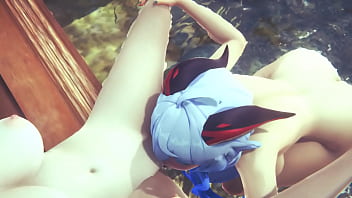 Preview 4 of Celeb Drama - Genshin Impact Hentai - Ganyu and Keqing eating pussy and fuck with strapon - Japanese Asian Manga Anime Film Game Porn