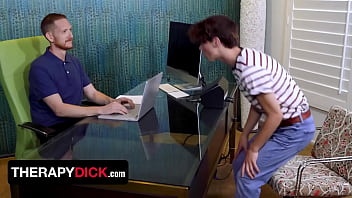 Preview 1 of Ass Licking Lesbian - Therapy Dick - Flexible Hot Twink Slobbers On Doctor&#039_s Huge Cock And Lets Him Breed His Teen Asshole