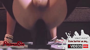 Preview 3 of Actrist Porn - Super attractive sexy trans girl fucking herself by huge dildo closeup