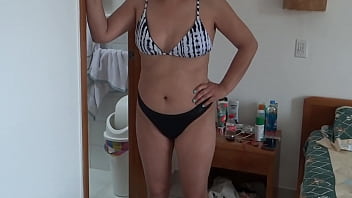 Preview 2 of Mir Klepa - Stepmother on the beach in a bikini is looking for a well-hung male to fuck her