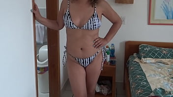 Preview 3 of Mir Klepa - Stepmother on the beach in a bikini is looking for a well-hung male to fuck her