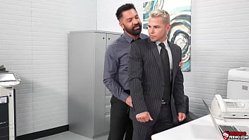 Preview 2 of Ami Jakshan - Amazing anal fuck and fisting for Archer Croft and Dominic Pacifico. Hairy masculine Dominic is in his office when Archer came for an interview.They talk and looks like Dominic got interested on him