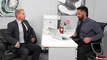 Preview 1 of Ami Jakshan - Amazing anal fuck and fisting for Archer Croft and Dominic Pacifico. Hairy masculine Dominic is in his office when Archer came for an interview.They talk and looks like Dominic got interested on him