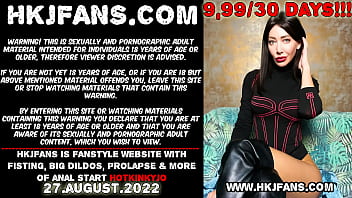 Preview 1 of Insane - Hotkinkyjo fuck her ass deep with long dildo from organotoy,  self anal fisting &amp_ prolapse