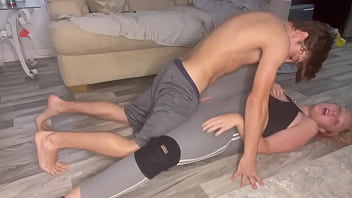 Preview 2 of Chinese Virgin Girls First - Stretching Leads To Leggings Getting Ripped And Pussy Railed
