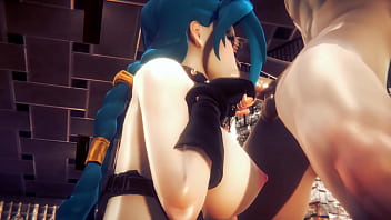 Preview 4 of Real Father And Daughter Webcam - LOL Hentai - Jinx tied up like a bitch sucks a cock - Japanese Asian Manga Anime Film Game Porn