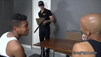 Preview 1 of Brother And Sister Xxxx Nb - Mall cops ass fucks two suspects on the desk