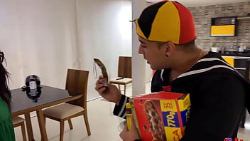Preview 1 of College Girl Agarpada - parodia ,  Kiko e Chika se lambusando de doces e travessuras