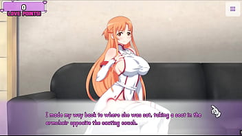 Preview 3 of Mom Squrint - Waifu Hub [Hentai parody game PornPlay ] Ep.1 Asuna Porn Couch casting - this naughty lady from sword Art Online want to be a pornstar