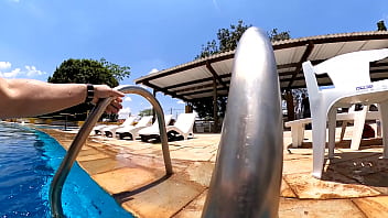 Preview 3 of Asian Forced Boob Licking - A morena fez cu doce para foder comigo na piscina Mr Matusalem - Natzinha Morena