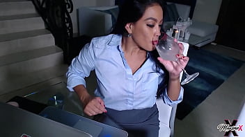 Preview 2 of Mom And Soon Xxxx Video Sleeping - Slutty Asian Secretary! Maxine X Gets On A Desk 2 Fuck Herself!