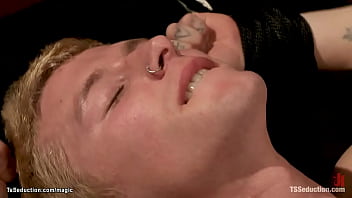 Preview 1 of Teen Sex Barzzes - Big cock shemale anal fucks blond man