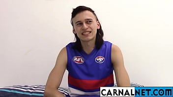 Preview 1 of Homemade Pawgs Tag Team - CarnalNet.com - Wow,  what a beautiful dick! Watch this cute Australian amateur guy Jamie J as he masturbates and licks his own massive ten inch cock!