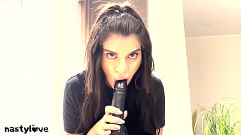 Preview 2 of Jordi Eng Fuck - Hot Teen does JOI Dirty Talk while sucking on a Big Black Dildo