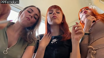 Preview 3 of Couples Hitels Hidden Cam Xxxx - Group POV Spitting and POV Human Ashtray Femdom From Three Mistresses - Kira,  Agma and Juice