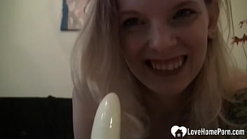Preview 2 of Wifes Sister Secret - Lusty blonde uses a toy on her slit