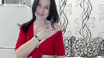 Preview 1 of Frist Time Bloody Xnx Vidios - The dark-haired MILF was excited when talking with her lover,  sexually undressed and began to show her body,  big boobs,  hairy pussy and open her ass,  because she really wants to fuck while her husband is on a business trip / Angela-MILF