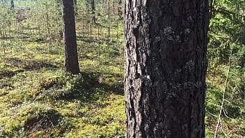 Preview 1 of Shae Snow Jeans - Young Girl in Short Shorts Walks in the Forest and Gets Horny,  She Shows Her Lustful Pussy,  Sucks Dick and Fucks Doggystyle - Forest Fun of Amateur Couple POV Sex