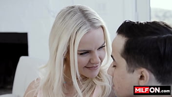 Preview 2 of Evan River - Stunning blonde with amazing big booty seduces her stepson with her big natural tits and craves his dick - Slimthick Vic,  Ricky Spanish
