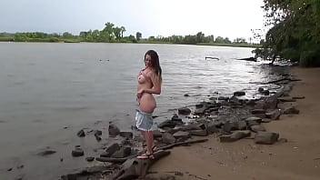 Preview 3 of Im Mafia - Sexy Blonde American Teen Strips Nude on Public Beach and Masturbates