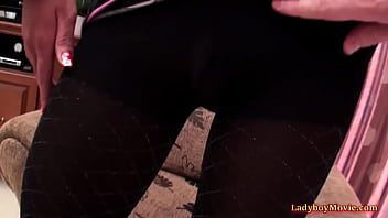 Preview 1 of Xxx Bipe Six - Ladyboy Ann Takes Off Pantyhose And Gets Ass Barebacked