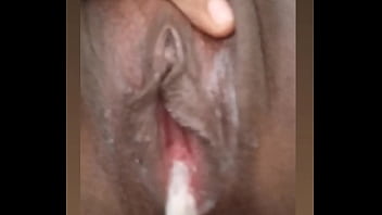 Preview 4 of Xxx Big Black Land - Thick vanilla cream oozing out of her