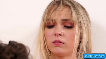 Preview 3 of Dick Cut Off Femdom - Sexy natural big tit blonde teen Lilly Bell in sexy red lingerie get her pussy licked deep