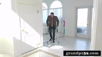 Preview 1 of Cooking Xx Videos - Hot Teen Pleasing Her Stepgrandpa In Exchange For Cash