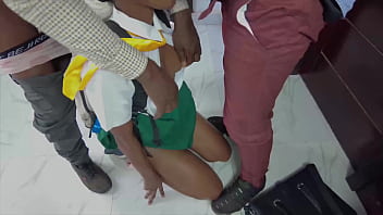 Preview 1 of Animalsh Xxx Bf - Two black hard cock teachers take turns as they fuck a bad girl making her tiny legs to shake at the end
