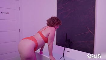 Preview 1 of Xxx Sisters Chera - Sara Jay&#039_s Playing Her Tits! Bathtub Pleasure! Big Tits &amp_ Ass!
