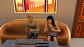 Preview 1 of 1boy Tow Woman - Asian stepmom is challenged by stepson to strip after losing video game match | then they fuck each other,  being attracted to each other