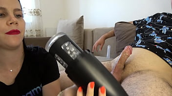 Preview 2 of Slave W - Lovely Anna lets her husband kiss her feet and milks her husband with sex toy from Sohimi Toy Store