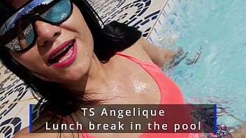 Preview 1 of Xxnx Ba Bau - TS Angelique - After lunch break in a pool