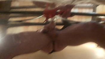 Preview 4 of Story Movie Old And Yung - Laura is tied up to a bed and sucks with passion a big cock with lot of drooling