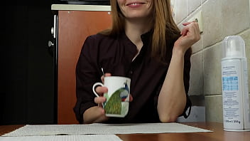 Preview 1 of Vomit On Slave Face - My fucking sexy new girlfriend masturbates in front of me over coffee.