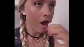 Preview 2 of American Girlxxx - Dont forget to floss after ?? c&#039_est hyper important ? #brushing #colgate #colgatesmile #giggles #fun #white #teet...