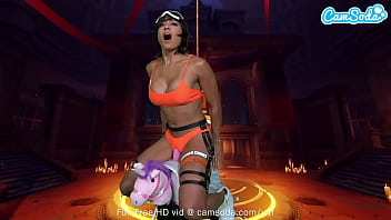 Preview 1 of Up Skirt Panties - Camsoda - Cassie Del Isla Cosplay as Tracer - Overwatch Masturbates On Unicorn Sybian
