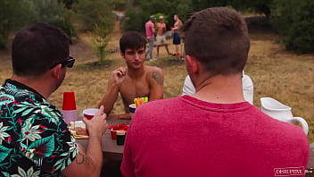 Preview 1 of Dich Touch In Bus - Older Married Man Has First Gay Experience at Party - FULL SCENE - DisruptiveFilms