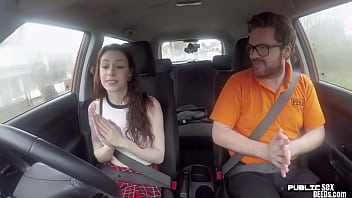 Preview 2 of Xxxbp Movies - Tattooed medium tits babe fucked in car by instructor
