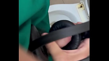 Preview 4 of Cut Baby First Time - A quick headphone wank at work