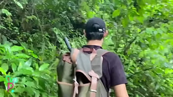 Preview 1 of Handcuff Bus - THIN BOY IN THE RIVER,  SHOWING OFF HIS AWESOME HUGE COCK