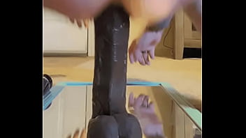 Preview 1 of Big Boobs Cute Gril - Riding my new 13.5inch bbc dildo