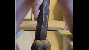 Preview 4 of Big Boobs Cute Gril - Riding my new 13.5inch bbc dildo