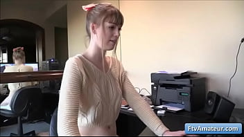 Preview 1 of Mofos Random - Busty blonde teen game girl Alana gets horny and fuck her juicy bald pussy with thick dildo