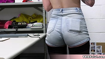 Preview 2 of Shy Wife Forced To Fuck Bbc - Cute tattooed shoplifter pays with pussy