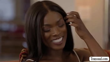 Preview 1 of Sex 19 Nit - Hot ebony gets her pussy bang by shemale