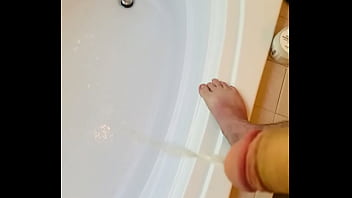 Preview 2 of Mom Calve - Husband Pissing in the Bathtub Solo